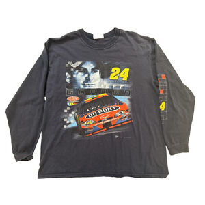Vintage Jeff Gordon Shirt Mens XL NASCAR DuPont 24 Long Sleeve 90s Front/Arm Hit